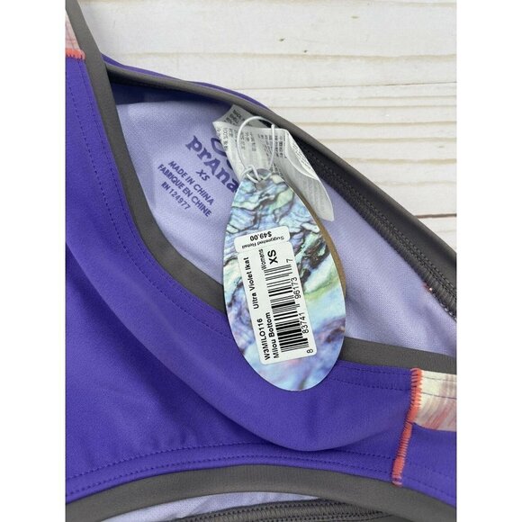 Prana XS NWT Milou Bottom Ultra Violet Ikat Swim Bikini Bottom Purple Gray - Picture 9 of 9